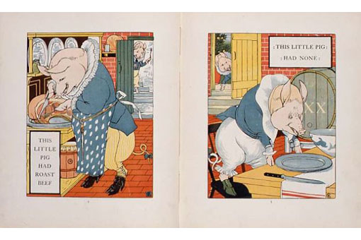 ウォルター・クレイン『こぶたの絵本』1895年刊より 栃木県立美術館蔵