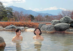露天風呂から望む富士山